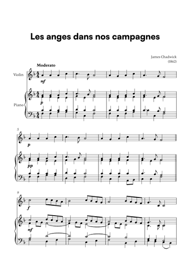 Les anges dans nos campagnes (for Violin and Piano) (arr. Cadenza Editions)