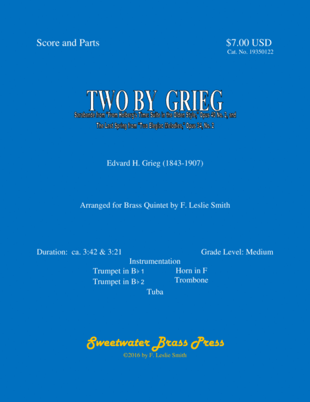 Two By Grieg:  "Sarabande" and "The Last Summer" ("Mama" Theme) (arr. F. Leslie Smith)