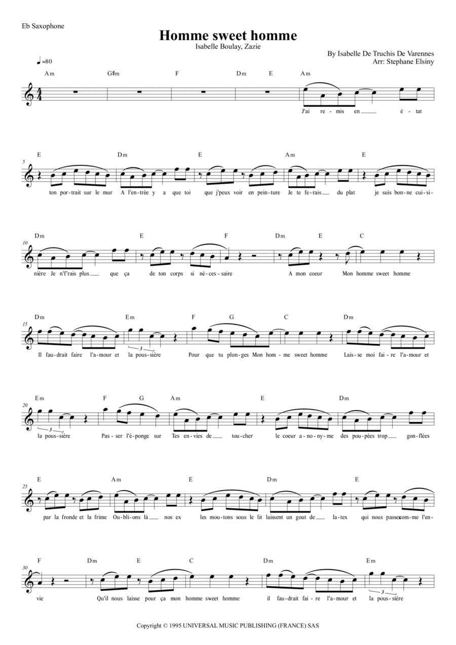 Homme Sweet Homme (arr. Stephane ELSINY)