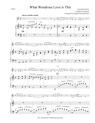 What Wondrous Love is This (for solo instrument and piano) (arr. Ralph Raymond Hays)