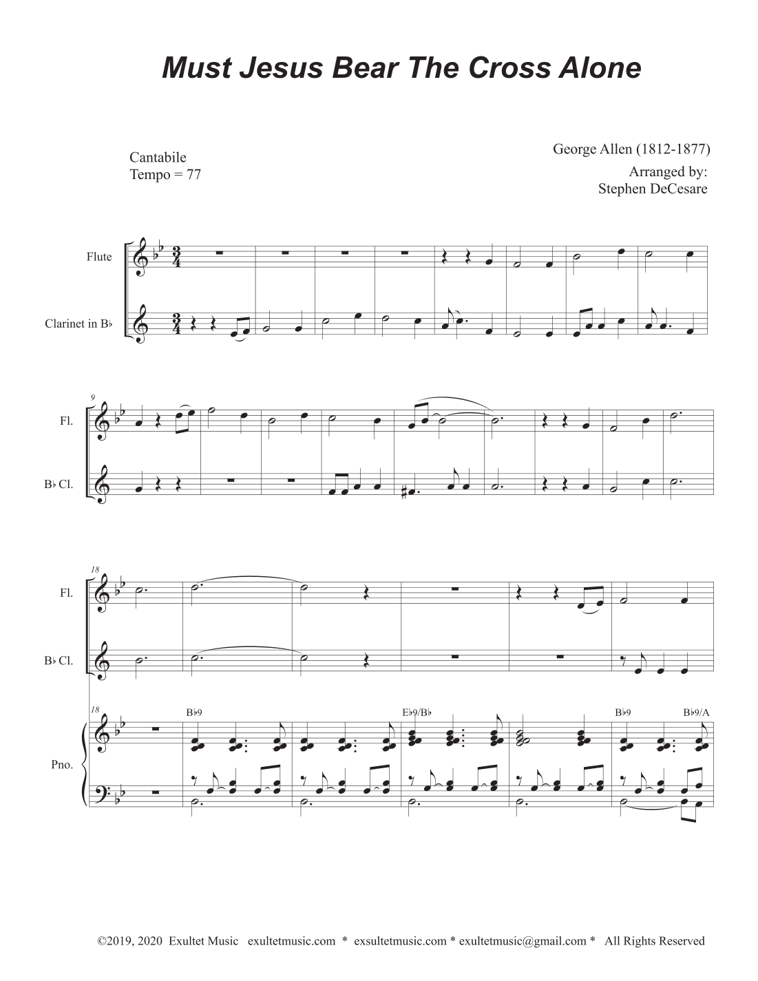 Must Jesus Bear The Cross Alone (Duet for Flute and Bb-Clarinet) (arr. Stephen DeCesare)