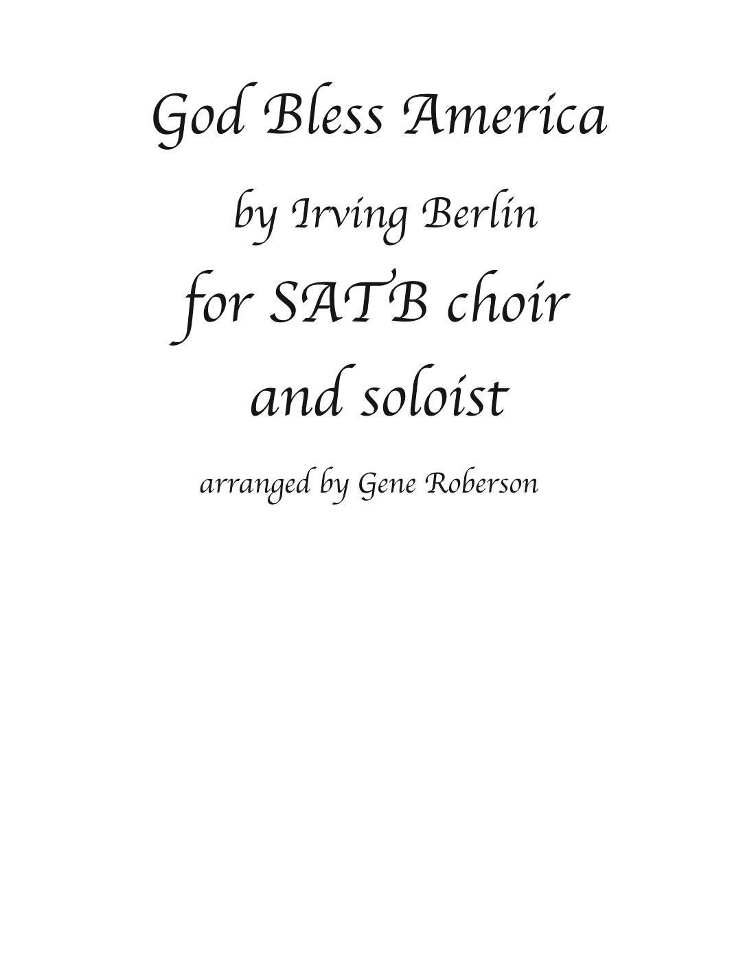 God Bless America (arr. Gene Roberson)