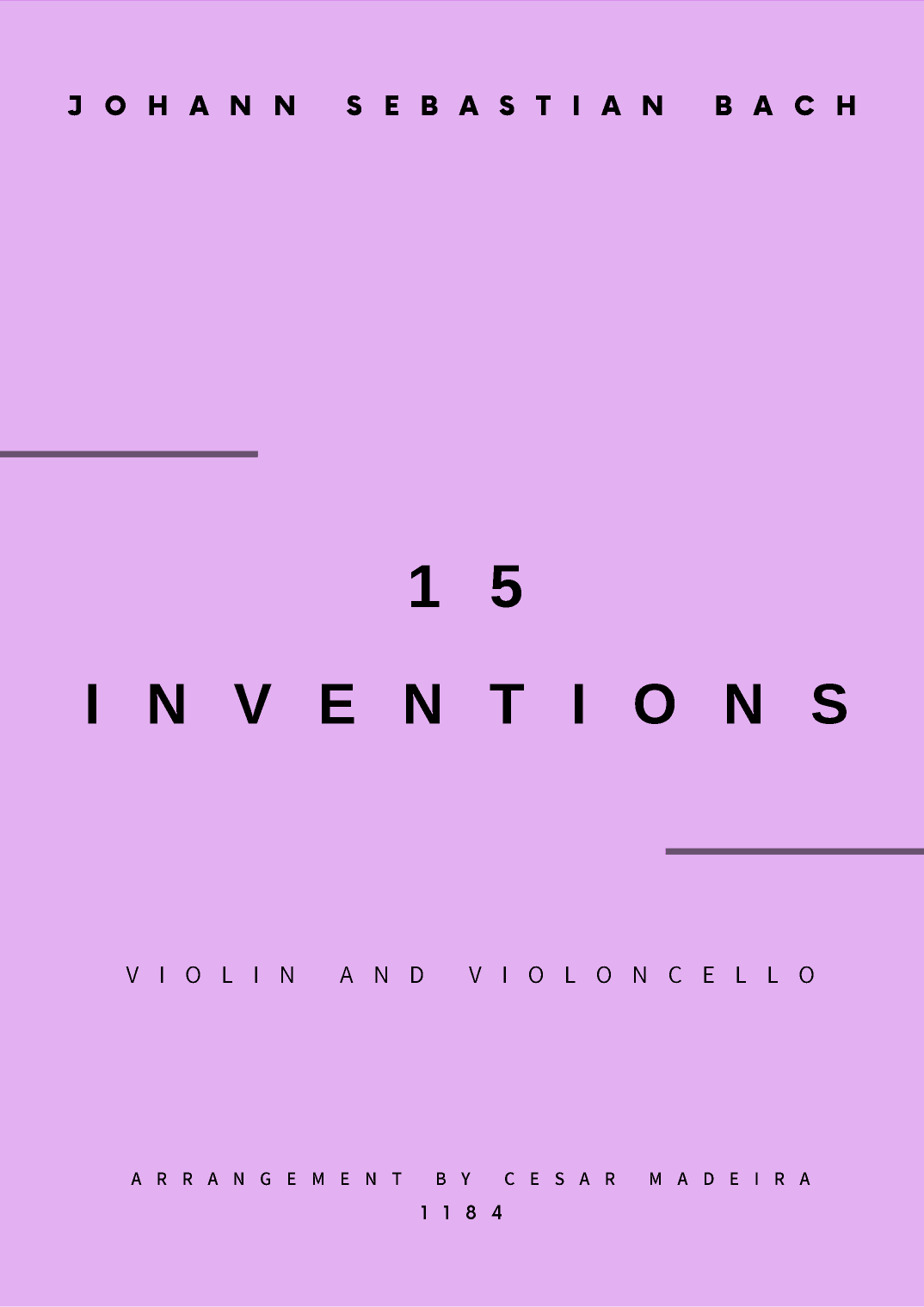 15 Inventions - Violin and Cello (Individual Parts) (arr. César Madeira)