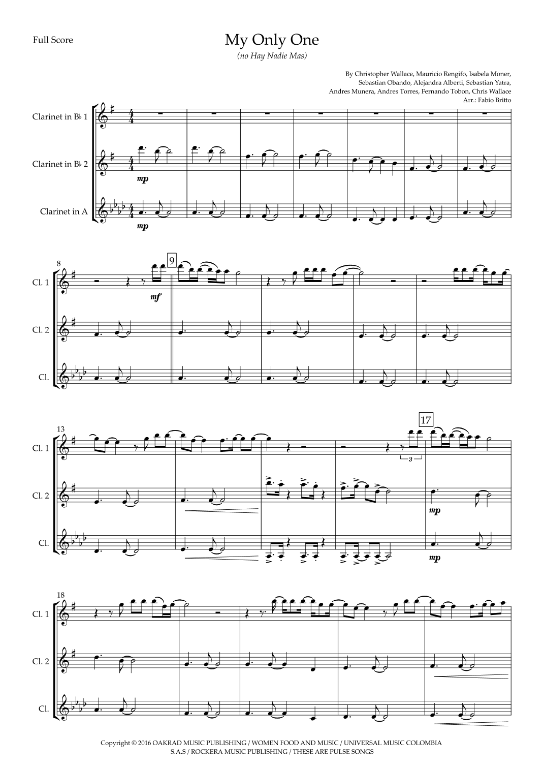 My Only One (no Hay Nadie Mas) (arr. Ottirb Sage)