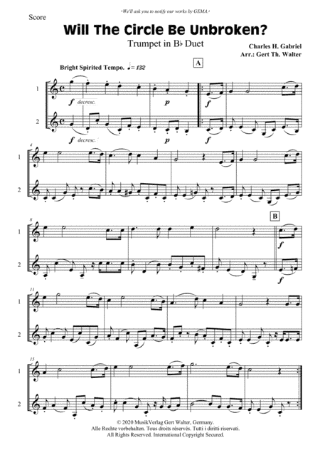 Will The Circle Be Unbroken? (arr. Gert Th. Walter)