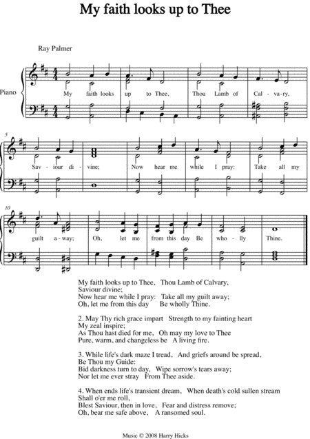May faith looks up to Thee. A new tune to a wonderful old hymn.