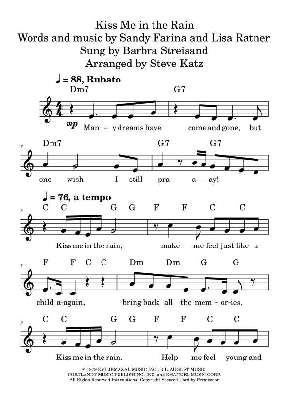 Kiss Me In The Rain (arr. Steve Katz)
