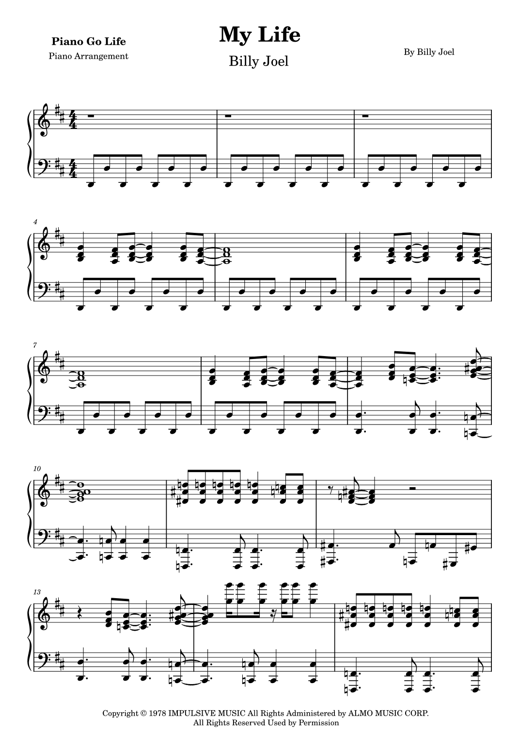 My Life (arr. Piano Go Life)