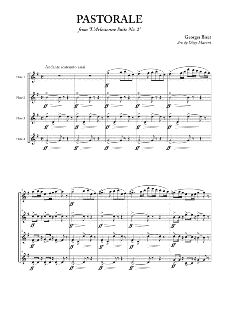 Pastorale from "L'Arlesienne Suite No. 2" for Flute Quartet (arr. Diego Marani)