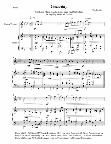 Yesterday (arr. James M. Guthrie)