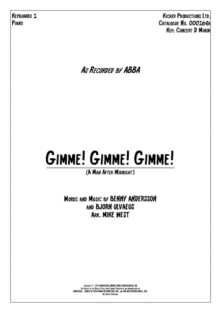 Gimme! Gimme! Gimme! (a Man After Midnight) (arr. Mike West)