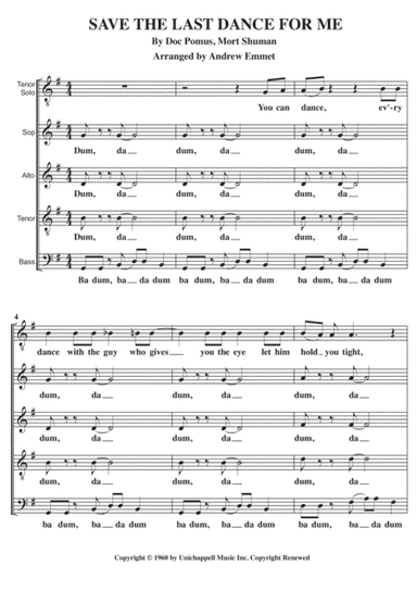 Save The Last Dance For Me (arr. Andrew Emmet)