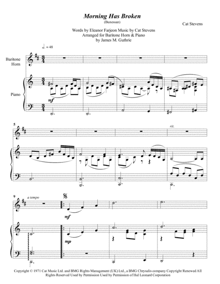 Morning Has Broken (arr. James M. Guthrie, ASCAP)
