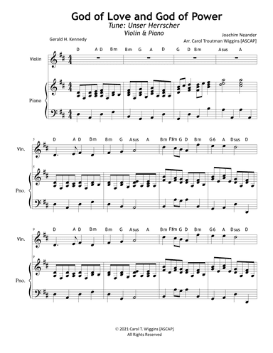 God of Love and God of Power (Violin & Piano) (arr. Carol Troutman Wiggins)