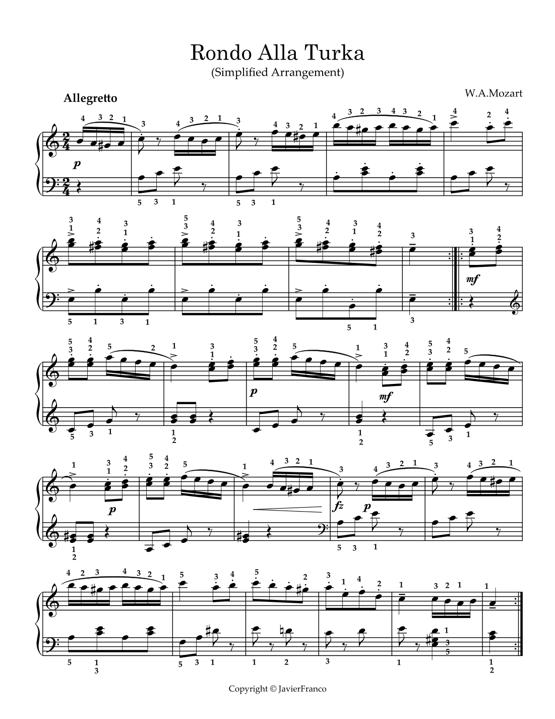 Turkish March-Rondo Alla Turka (arr. javier franco)