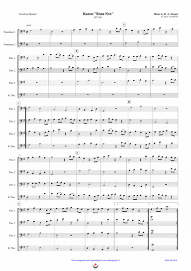 Canon "Bona Nox" (Mozart) (arr. Josef STASTNY)