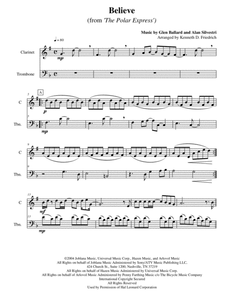 Believe (arr. Kenneth D. Friedrich)