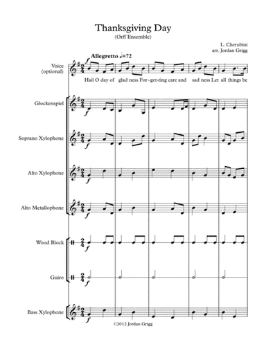 Thanksgiving Day (Orff Ensemble) (arr. Jordan Grigg)