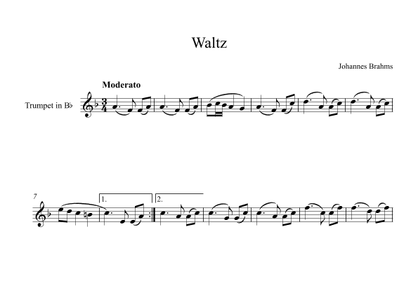 Waltz (Op. 39 No. 15) - Johannes Brahms (Trumpet) (arr. Digital Book Music)