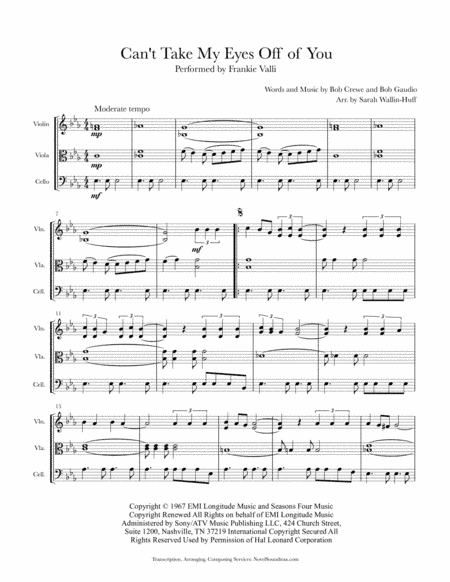 Can't Take My Eyes Off Of You (arr. Sarah Wallin Huff)