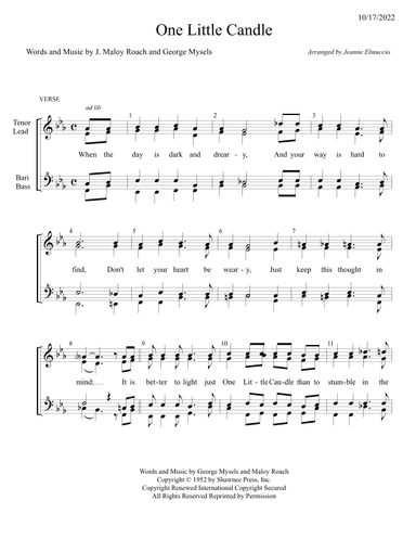 One Little Candle (arr. Jeanne Elmuccio)