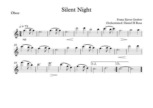 Silent Night - Christmas Carol - Oboé (arr. Daniel H Rosa)