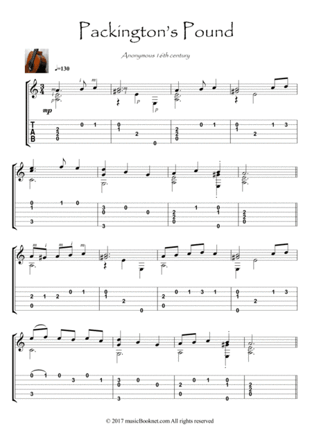 Packington's Pound Guitar sheet music (arr. PianoSheetNow)