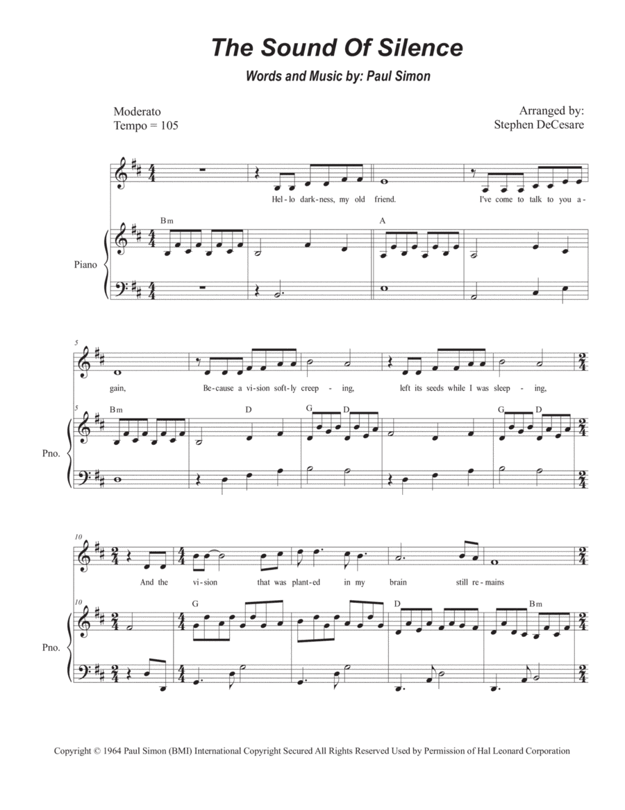 The Sound Of Silence (arr. Stephen DeCesare)