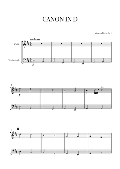 Canon in D (for Violin and Cello) (arr. Cadenza Editions)