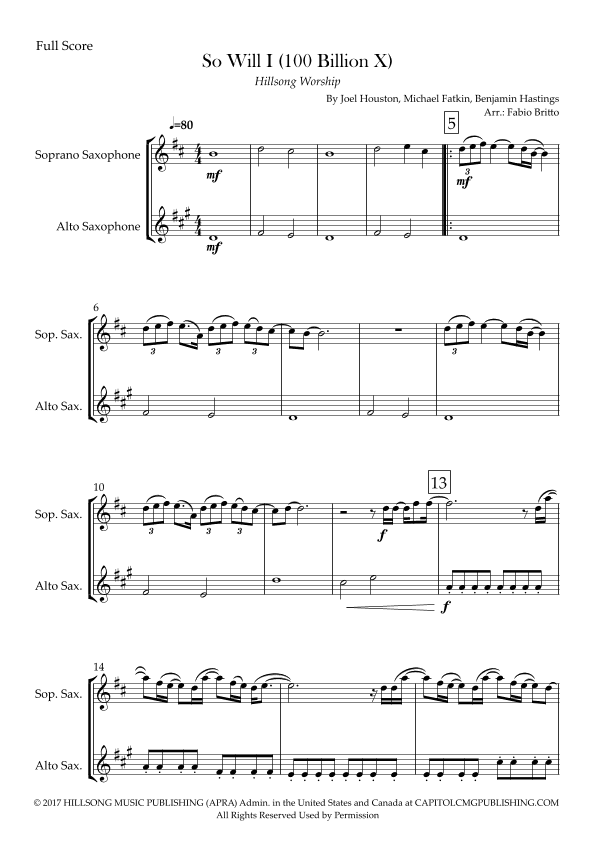 So Will I (100 Billion X) (arr. Fabio Britto)
