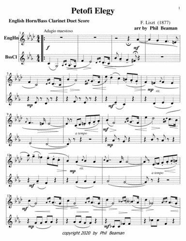 Petofi Elegy-Liszt-english horn-bass clarinet duet (arr. Phil Beaman)