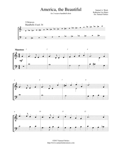America, the Beautiful (O Beautiful for Spacious Skies) - for 3-octave handbell choir (arr. Samuel Stokes)