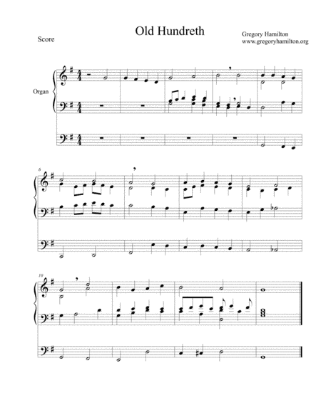 Old Hundreth - Alternate Harmonization for Organ (arr. Gregory Hamilton)