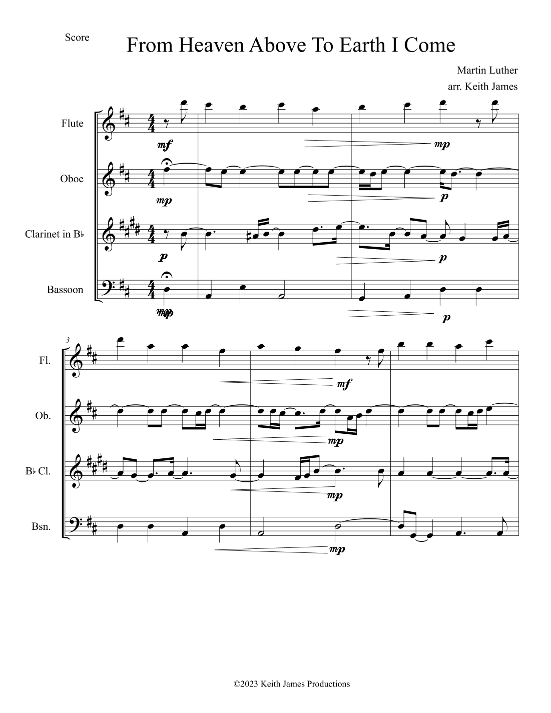 From Heaven Above To Earth I Come (arr. Keith James)
