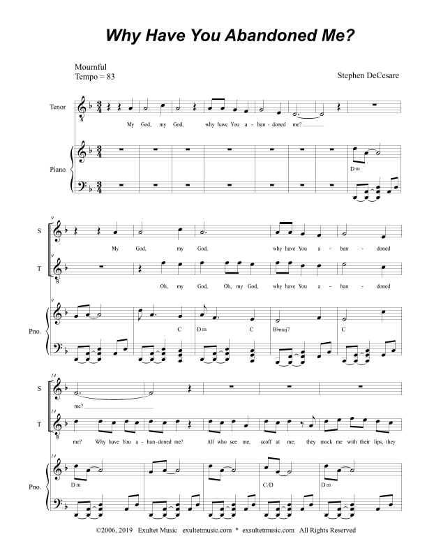 Why Have You Abandoned Me? (Duet for Soprano and Tenor Solo)