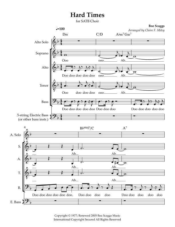 Hard Times (arr. Claire F Miley)