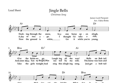 Jingle Bells (Christmas Song) Lead Sheet in Ab Major (arr. Fabio Britto)