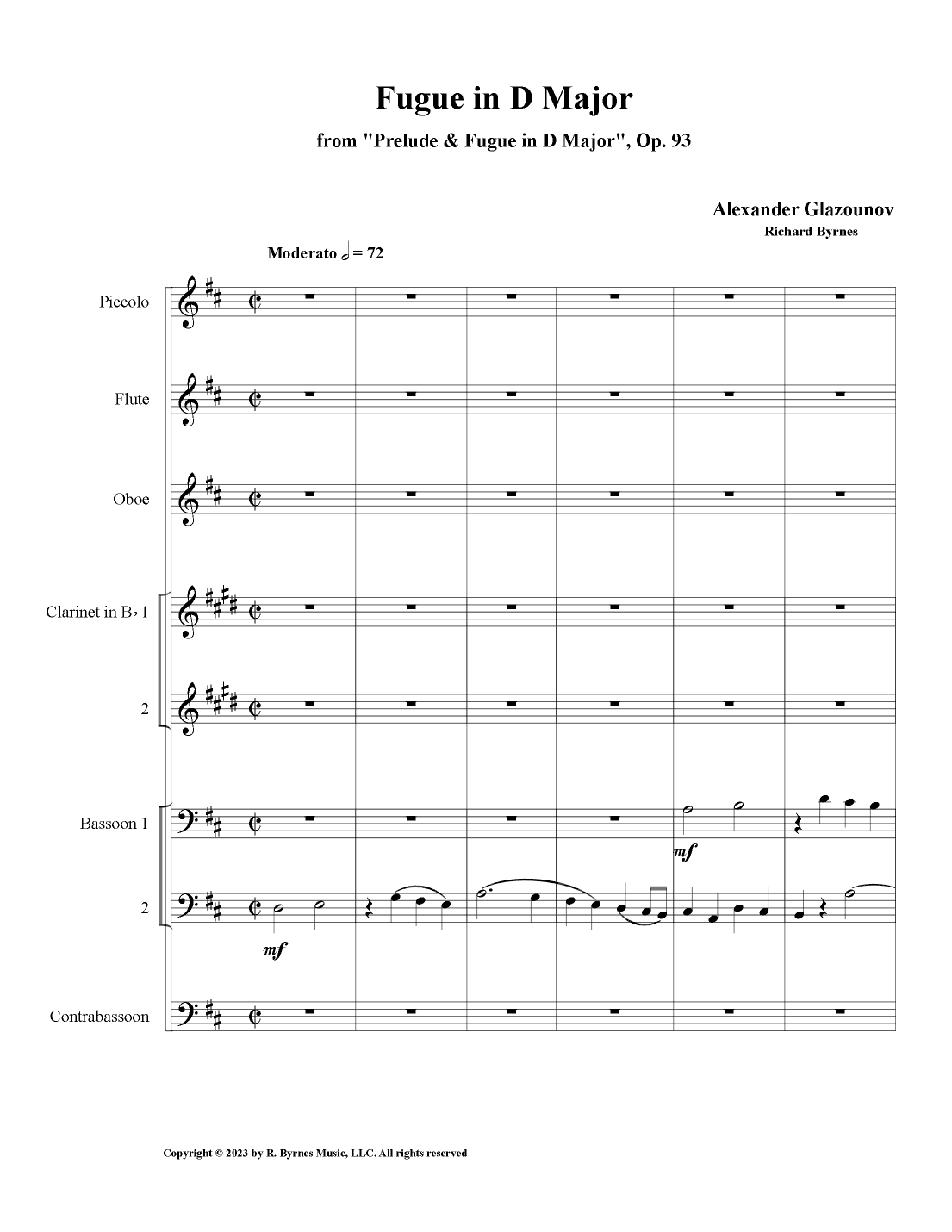 Fugue in D Major, Op. 93 (Woodwind Choir) (arr. Richard Byrnes)