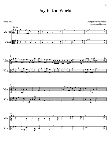 Joy To The World (arr. Samantha Hurtado)