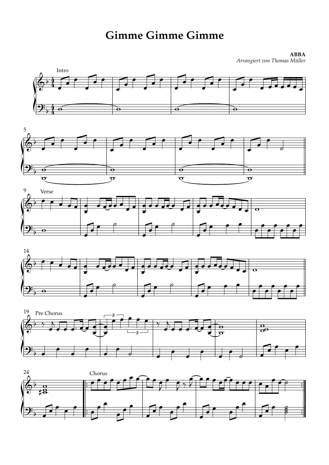 Gimme! Gimme! Gimme! (a Man After Midnight) (arr. Thomas Müller)