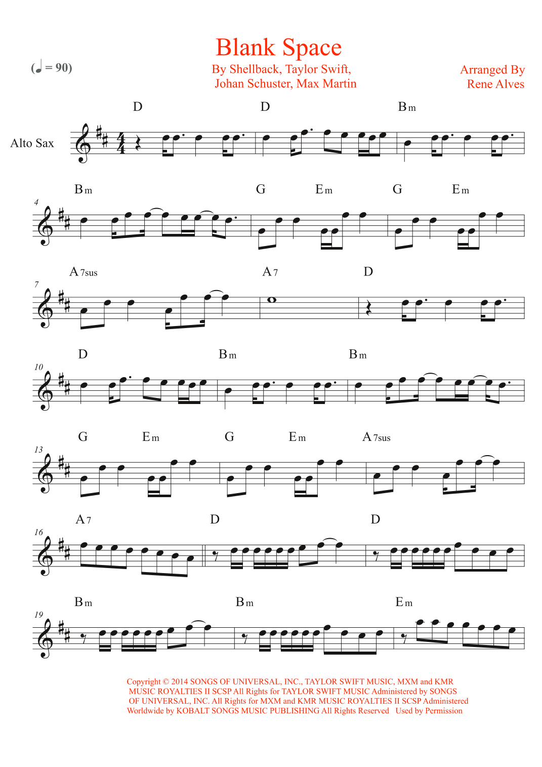Blank Space (arr. Rene Alves)