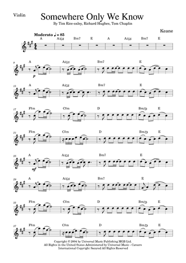 Somewhere Only We Know (arr. Golden Skull Editions)