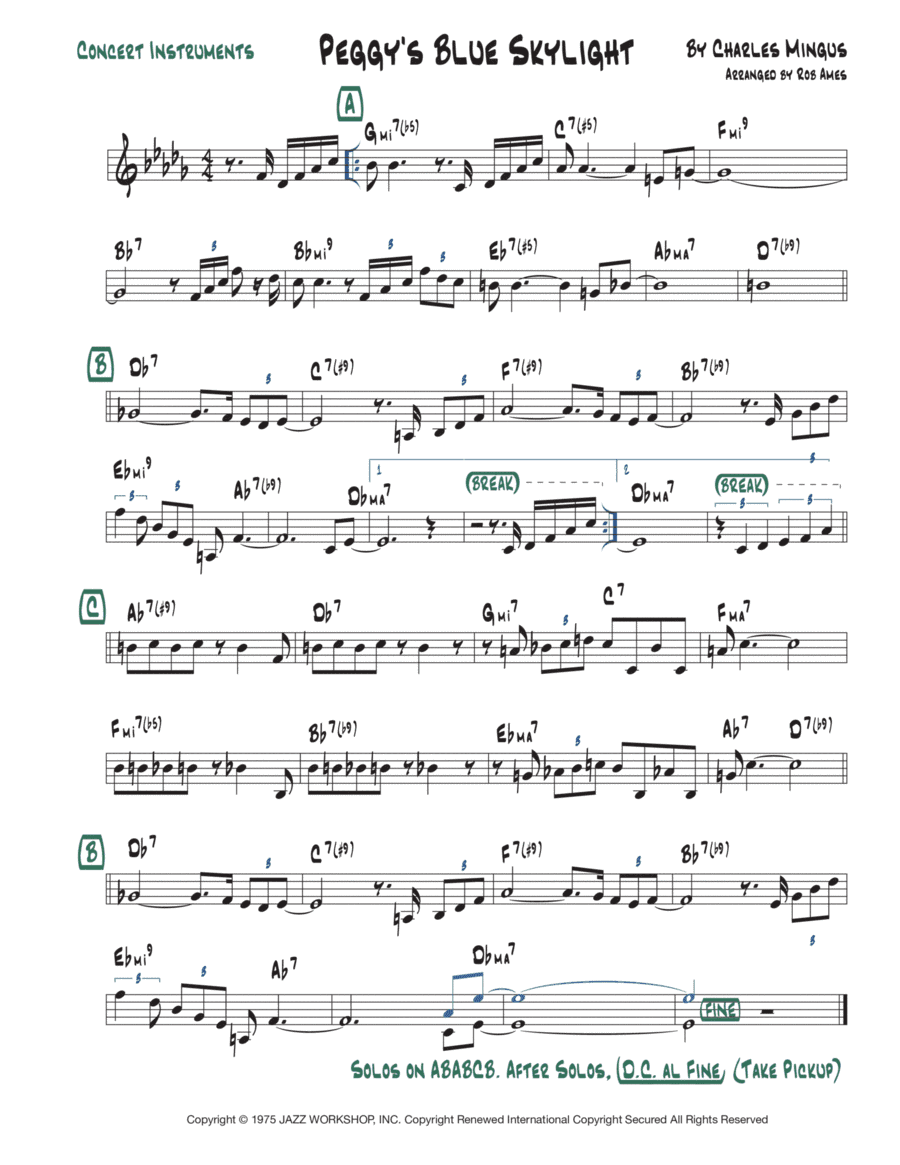 Peggy's Blue Skylight (arr. Rob Ames)