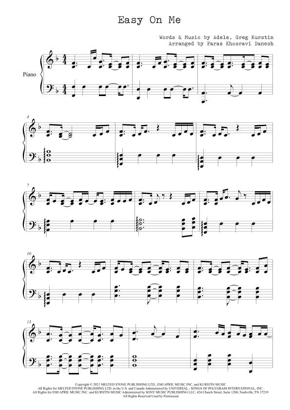 Easy On Me (arr. Faraz Khosravi Danesh)