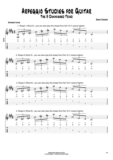 Arpeggio Studies for Guitar - The B Diminished Triad