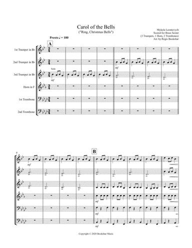 Carol of the Bells (F min) (Brass Sextet - 3 Trp, 1 Hrn, 2 Trb) (arr. Regis Bookshar)