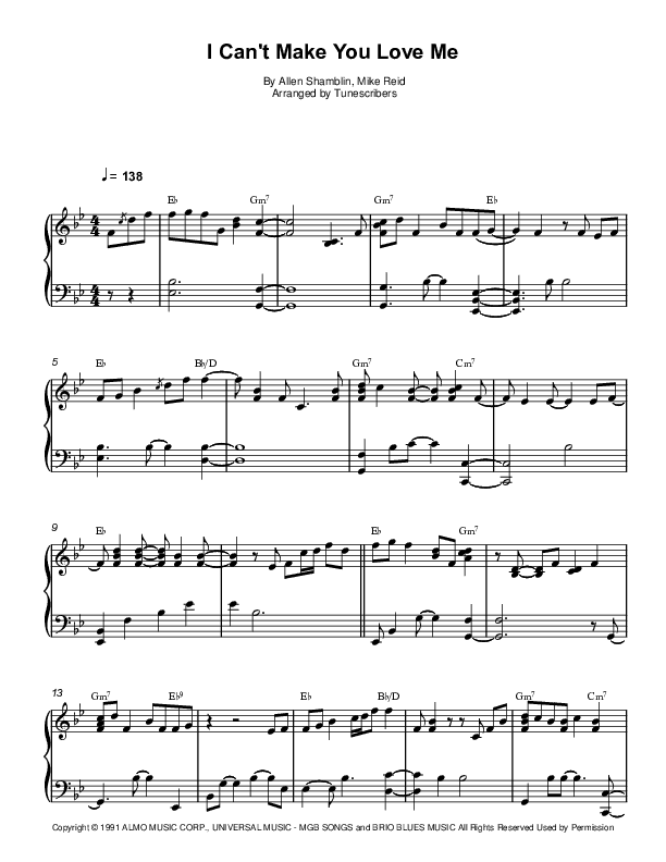 I Can't Make You Love Me (arr. Tunescribers)