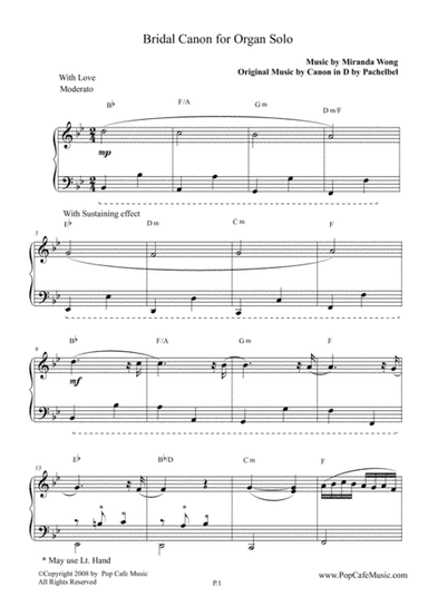 Bridal Canon in Bb - Organ Solo (Miranda Wong) (arr. Miranda Wong)