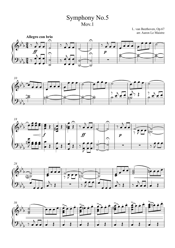 Symphony no.5 Mov.1 Allegro con brio (arr. Aaron Le Maistre)