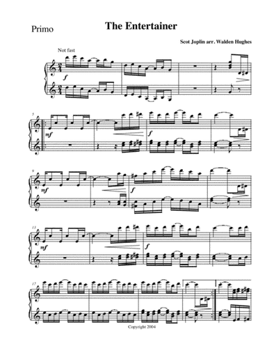Joplin's Entertainer Piano Duet (1 Piano 4 Hands) (arr. Dr. Walden Hughes)